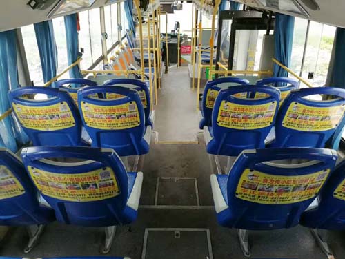 惠州公交车内椅背广告-食为先小吃培训案例